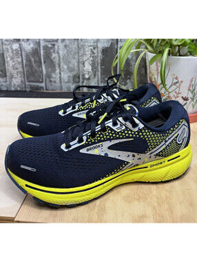 Brooks Ghost 14 Men’s Running Shoes Breathable Mesh US 7.5D Blue/Yellow